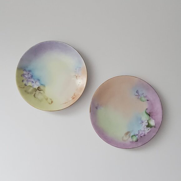 Antique Handpainted Dessert Plates 1900-1920 H. Ohme Silesia, Germany - Picture 1 of 7